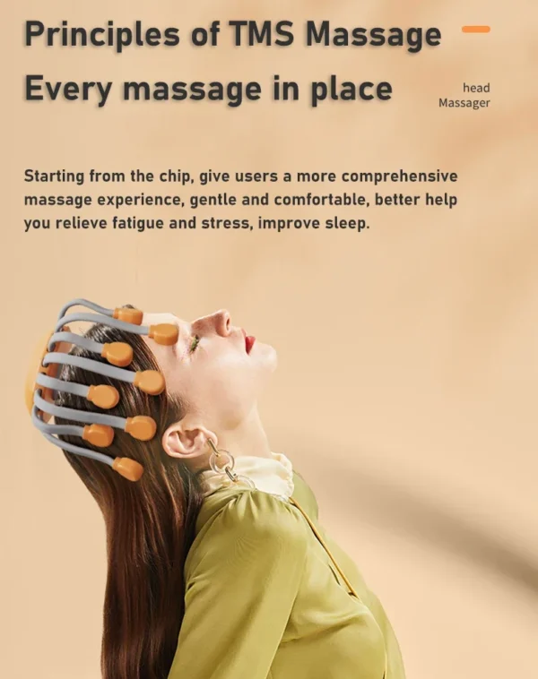 20Massage Heads Orange Scalp Head Massager Red Light Vibrator Octopus Scratcher For Relaxation Stress Migraine - Image 3