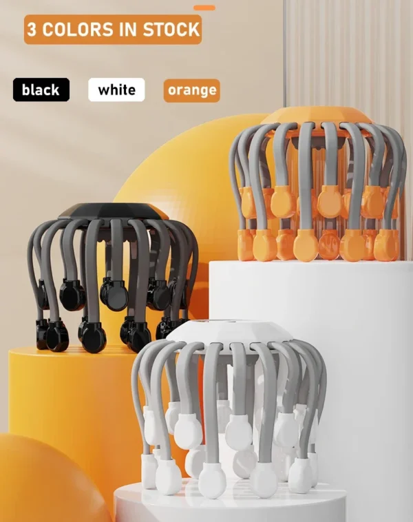 20Massage Heads Orange Scalp Head Massager Red Light Vibrator Octopus Scratcher For Relaxation Stress Migraine - Image 5