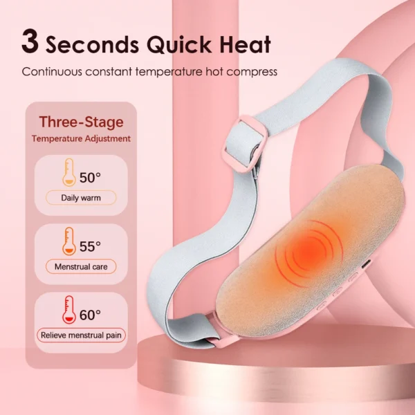 Electric Period Cramp Massager Vibrating Heating Belt for Menstrual Waist Stomach Abdominal Warm Palace Belt - Image 3