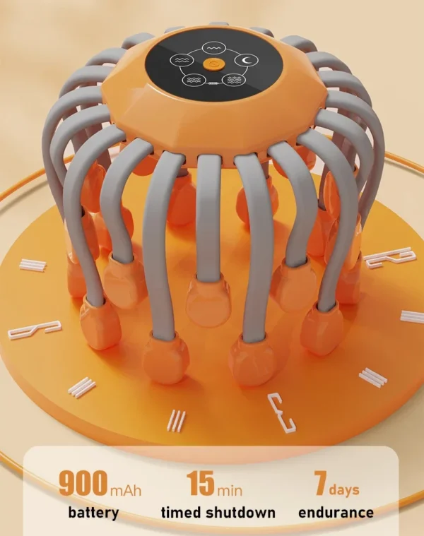 20Massage Heads Orange Scalp Head Massager Red Light Vibrator Octopus Scratcher For Relaxation Stress Migraine - Image 4